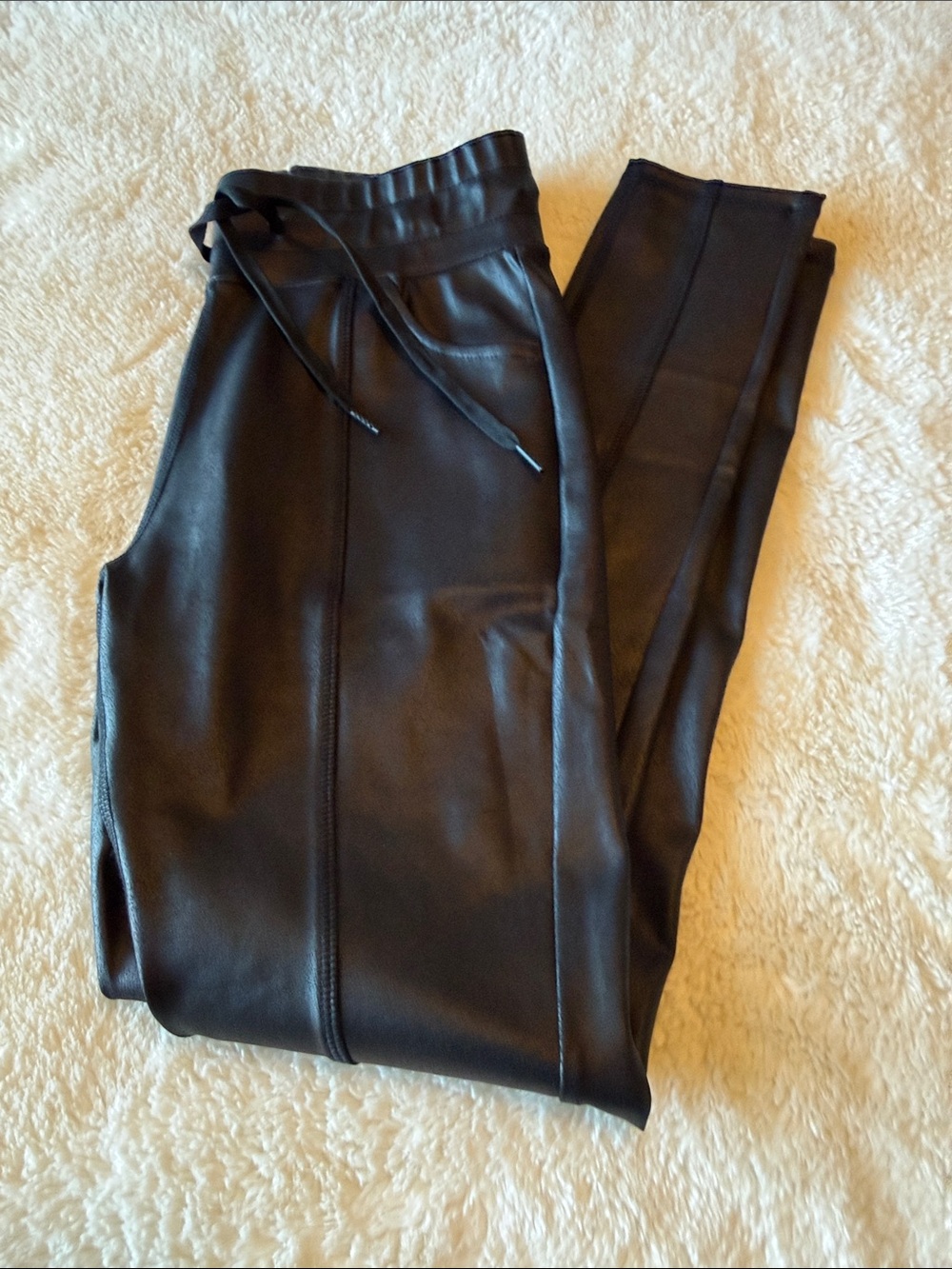 Black Faux Leather Jogger Pants - Stylish Casual Wear